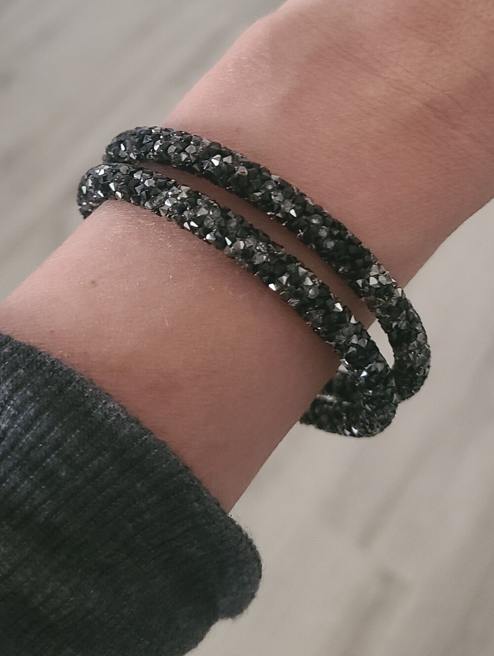Swarovski Crystadust Black Crystal Double Wrap Bracelet- Excellent Condition